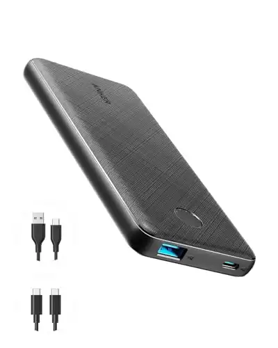 Anker Portable Charger, USB-C PortableCharger 10000mAh with 20W Power Delivery, 523 Power Bank (PowerCore Slim 10K PD) for iPhone 14/13/12 Series, S10, Pixel 4 and More (Black)
