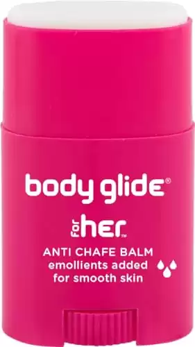 Body Glide For Her Anti Chafe Balm | Chafing stick with added emollients | Great for dry, sensitive skin and/or sensitive areas | Use on chest, bra, butt, groin, arm, and thigh chafing | 0.8oz