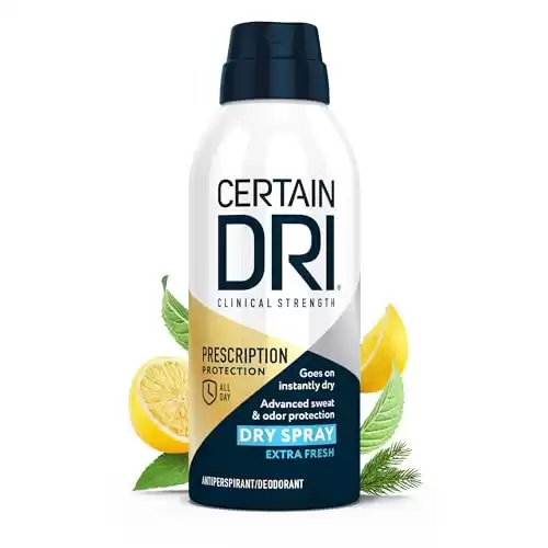 Certain Dri Prescription Strength Clinical Antiperspirant Deodorant Dry Spray for Men and Women, Fast Acting Protection from Excessive Sweating, 4.2 oz