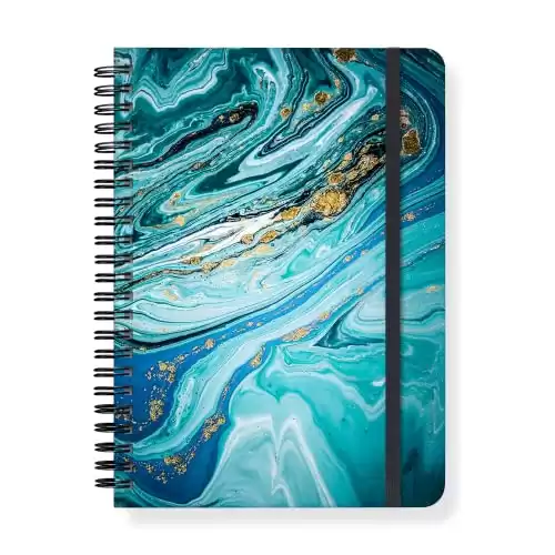 A5 Spiral Notebook，Hardcover Journal for Women,Notebooks for Women Men,6"x 8.5",80 Sheets College Ruled,Journal Notebooks for Work,Office,School Gifts 100gsm Paper Blue Gold Liquid Marble ...